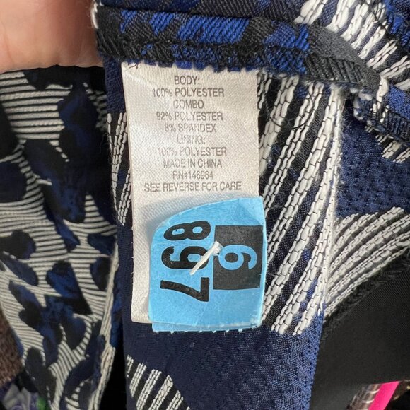 Donna Ricco Jacquard Floral Short Sleeve Fit & Flare Dress Navy Black 16 mc - Picture 4 of 4